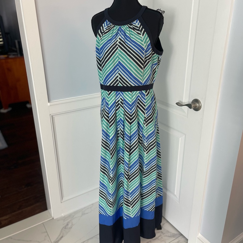 Ann Taylor Blue and Green Halter Maxi Sundress